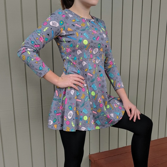 Cat & Jack Girl's Patterned Skater Dress, Sz. L - Picture 2 of 5